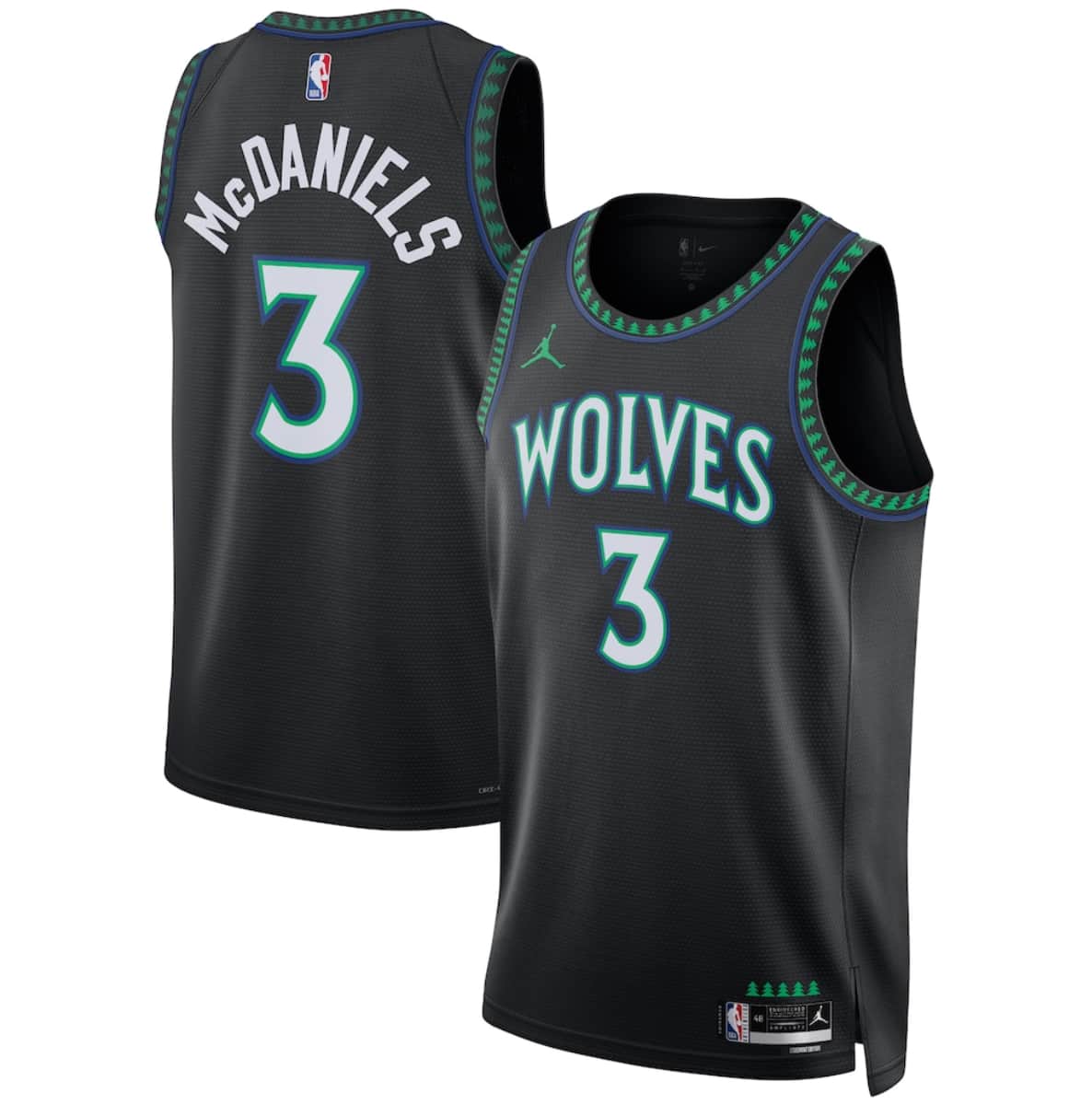 Men's Minnesota Timberwolves #3 Jaden McDaniels Black 2026-27 Statement Swingman Edition Stitched Basketball Jersey