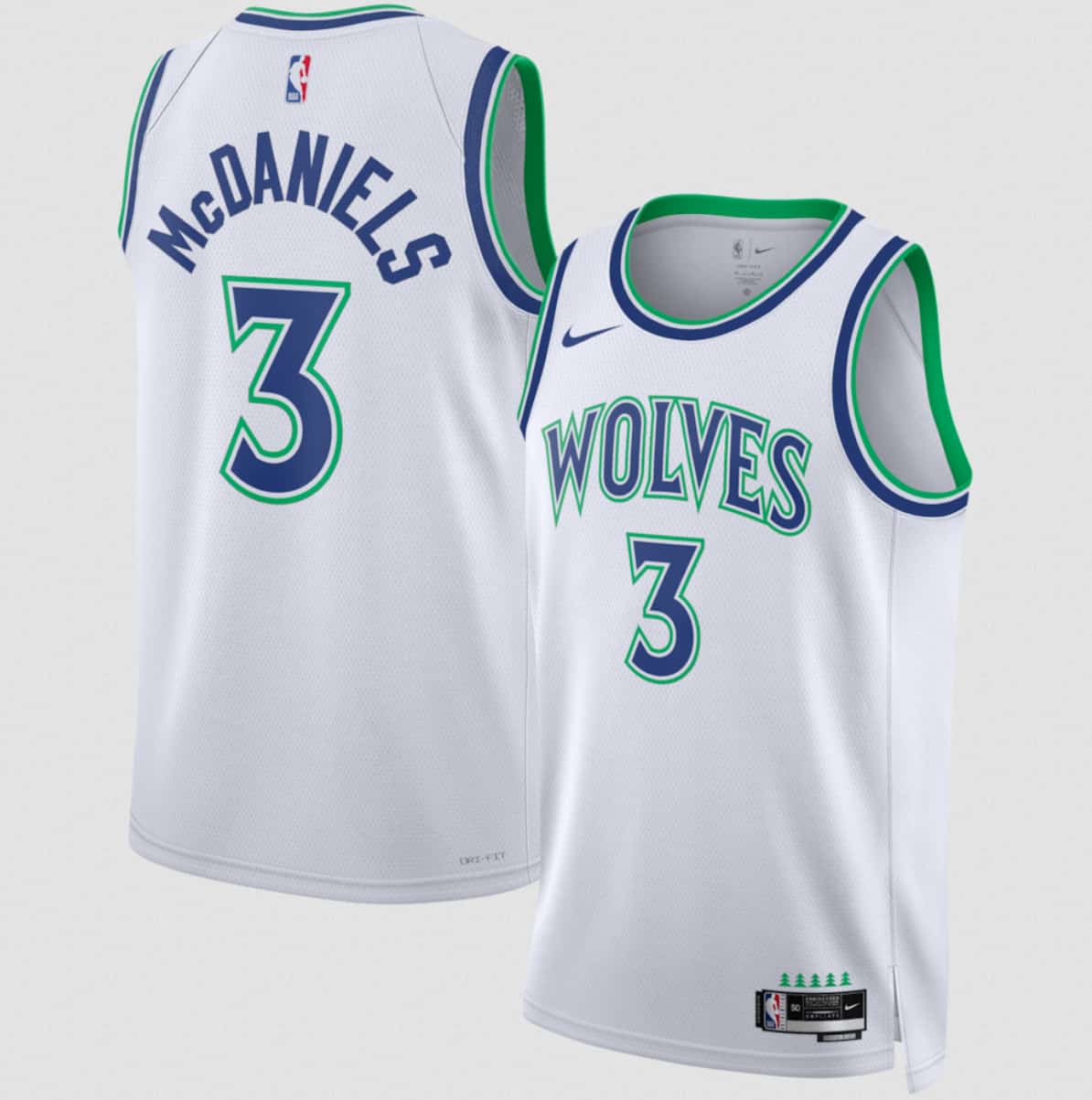 Men's Minnesota Timberwolves #3 Jaden McDaniels White 2026-27 Association Swingman Edition Stitched Basketball Jersey