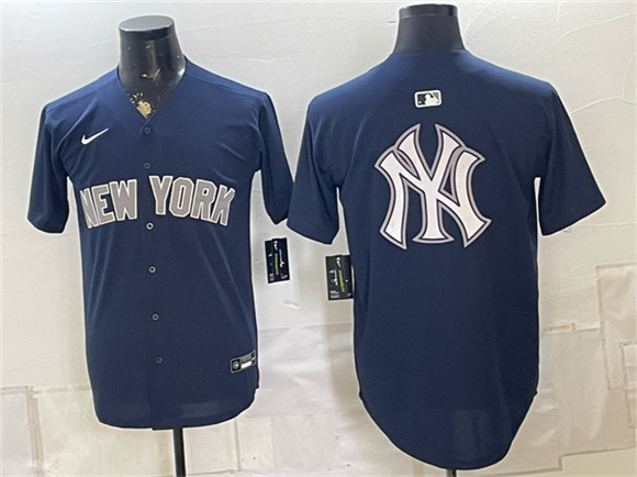 Men's New York Yankees Team Big Logo Navy Limited Stitched Baseball Jerseys