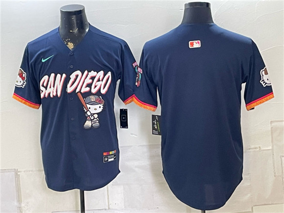 Men's San Diego Padres X Hello Kitty Blank Obsidian 2026 City Connect Stadium Stitched Baseball Jersey