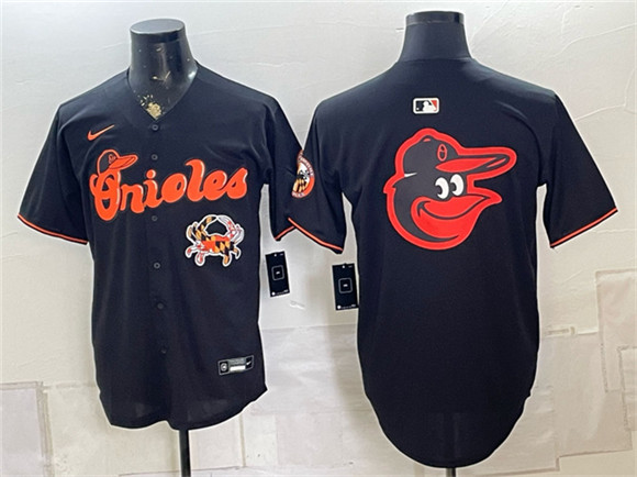 Mens Baltimore Orioles Team Big Logo Black With Patch Vapor Premier Limited Stitched Baseball Jersey