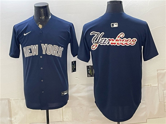 Mens New York Yankees Team Big Logo Navy Limited Stitched Baseball Jersey