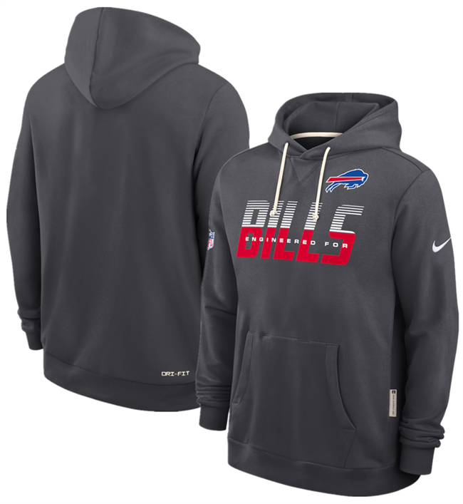 Men's Buffalo Bills Charcoal Sideline Standard Issue Top Prospect Dri-FIT Hoodie