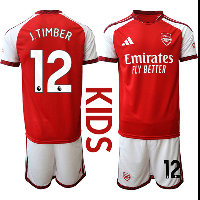 Youth Arsenal #12 J.TIMBER 2026-27 home Kids Suit Soccer Jerseys