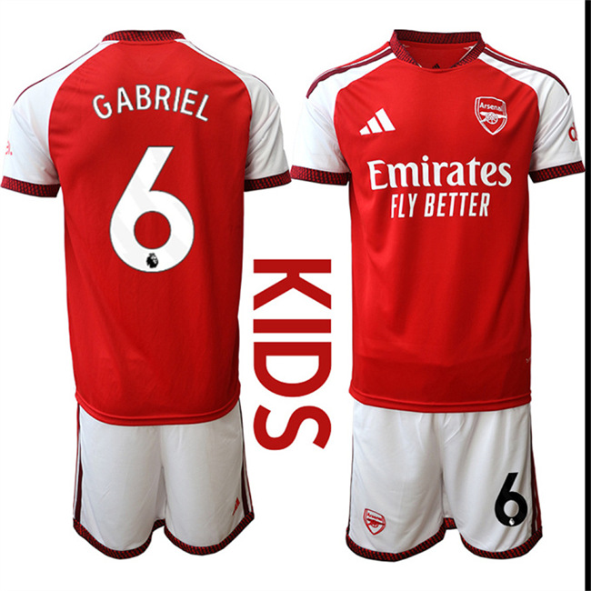 Youth Arsenal #6 GABRIEL 2026-27 home Kids Suit Soccer Jerseys