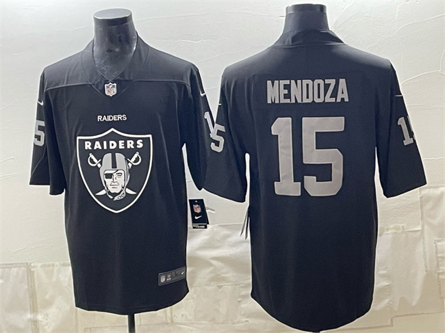 Men's Las Vegas Raiders #15 Fernando Mendoza Black Team Big Logo Vapor Untouchable Limited Football Stitched Jersey