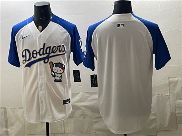 Men's Los Angeles Dodgers Blank White Royal Gold Hello Kitty Vapor Limited Stitched Baseball Jersey