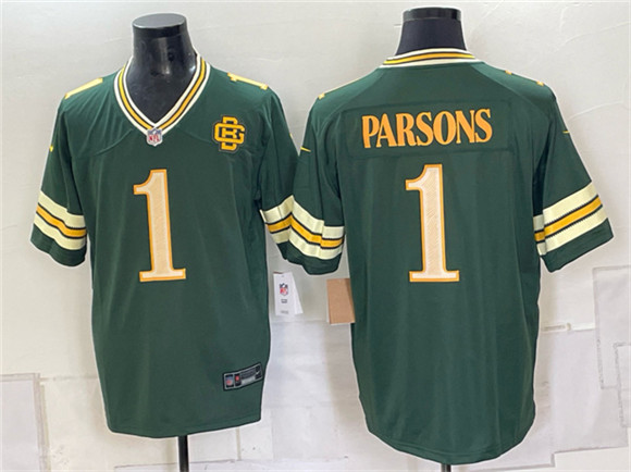 Men's Green Bay Packers #1 Micah Parsons Dark Green 2026 Rivalries Collection Limited Football Stitched Game Jersey