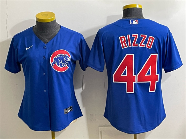 Women's Chicago Cubs #44 Anthony Rizzo Royal Stitched Baseball Jersey(Run Small)