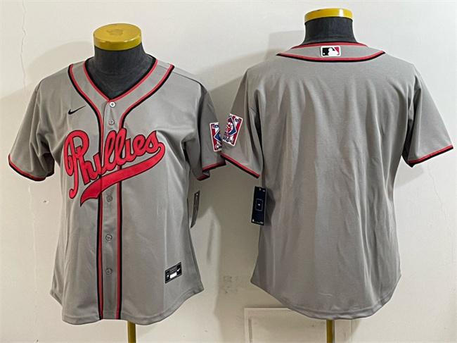 Women's Philadelphia Phillies Blank Gray 2026 Field of Dreams Stadium Stitched Baseball Jersey(Run Small)