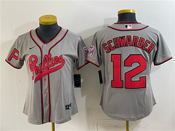 Youth Philadelphia Phillies #12 Kyle Schwarber Gray 2026 Field of Dreams Stadium Stitched Jersey