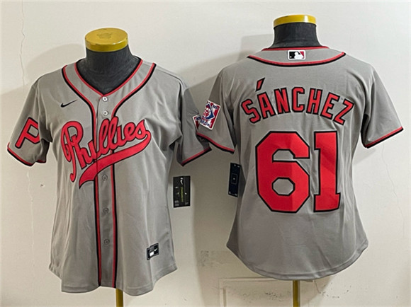 Youth Philadelphia Phillies #61 Cristopher Sánchez Gray 2026 Field of Dreams Stadium Stitched Jersey