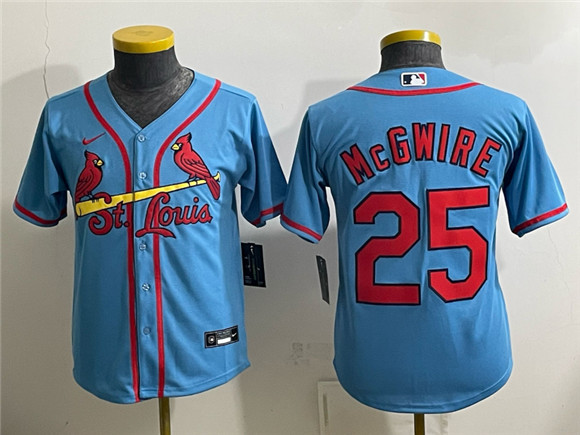 Youth St. Louis Cardinals #25 Mark McGwire Blue Cool Base Stitched Baseball Jersey