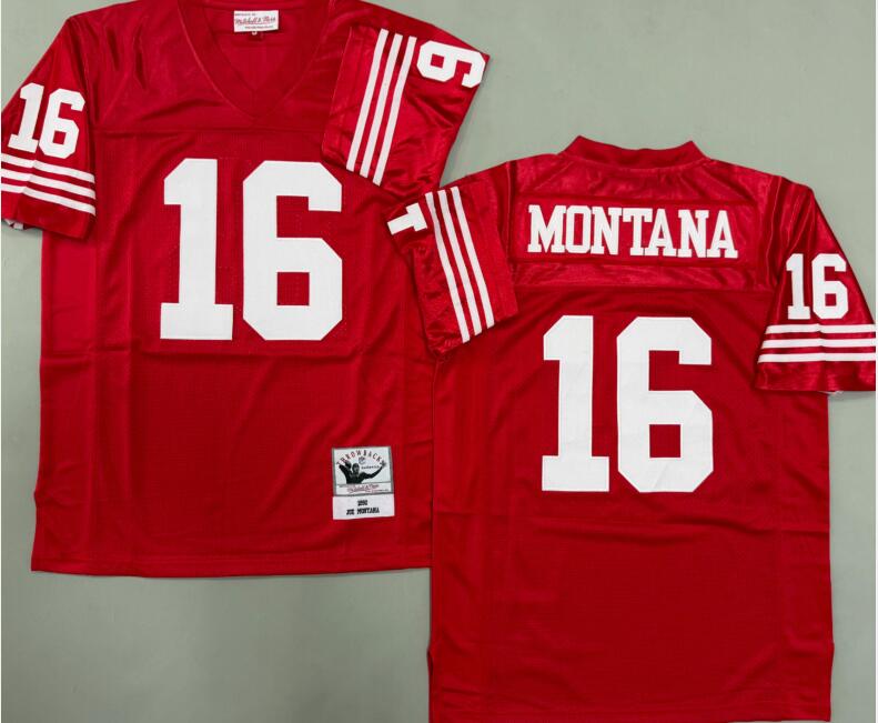 Men's San Francisco 49ers #16 Joe Montana Red 1990 Throwback Jersey