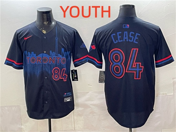 Youth Toronto Blue Jays #84 Dylan Cease Navy 2024 City Connect Limited Stitched Baseball Jersey