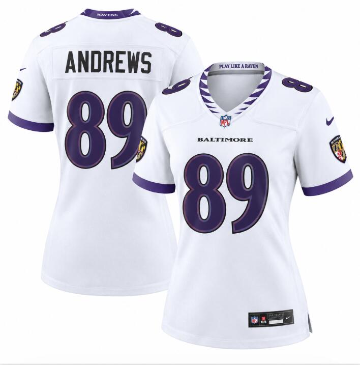 Women's Baltimore Ravens #89 Mark Andrews Nike 2026 FUSE Alternate White Team Jersey