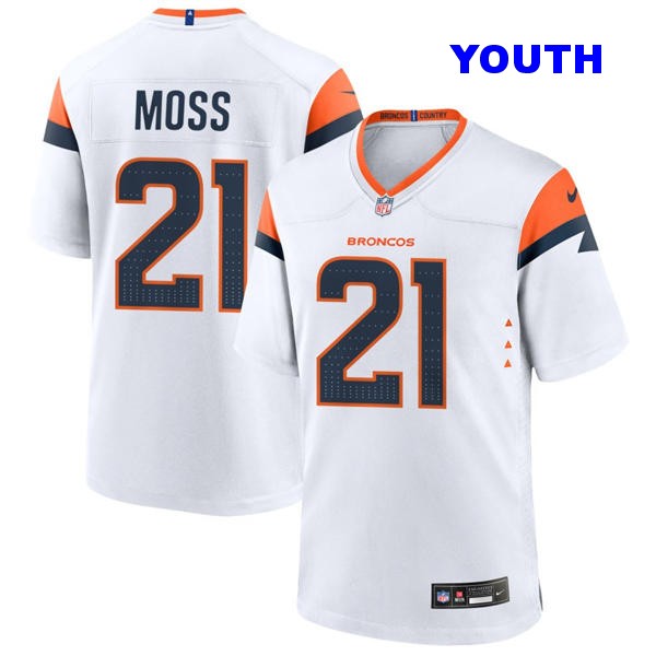 Youth Denver Broncos #21 Riley Moss Nike White Vapor F.U.S.E. Limited Player Jersey