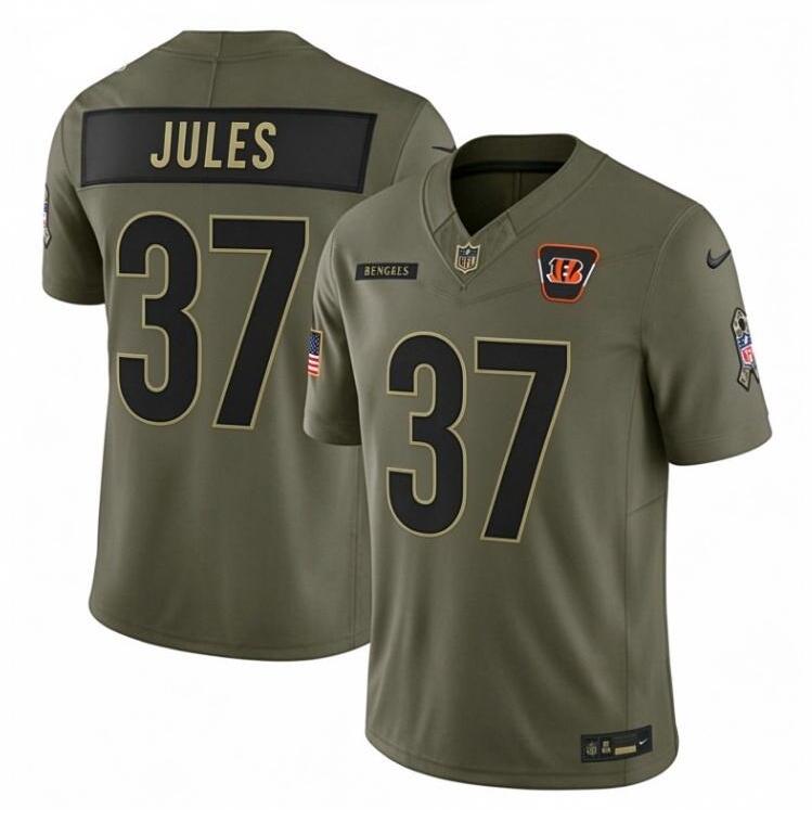 Men's Cincinnati Bengals #37  P.J. Jules Olive 2025 Salute to Service Limited Football Stitched Jersey