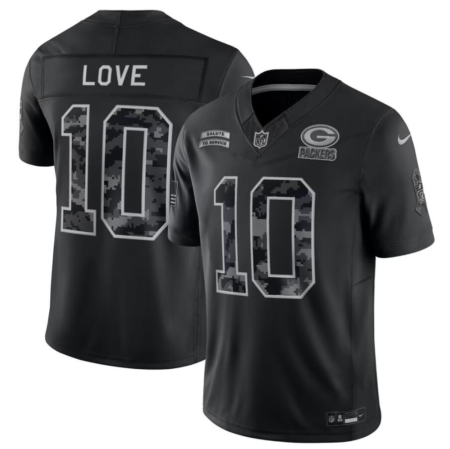 Men's Green Bay Packers #10 Jordan Love 2026 FUSE Salute to Service Stitched Nike Jersey
