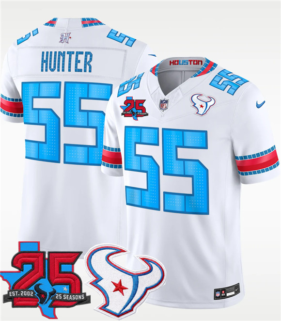 Men's Houston Texans #55 Danielle Hunter White 2026 F.U.S.E. Rivalries Collection With 25th Anniversary Patch Limited Football Stitched Jersey