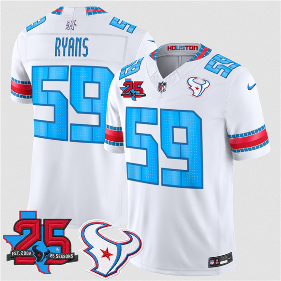 Men's Houston Texans #59 DeMeco Ryans White 2026 F.U.S.E. Rivalries Collection With 25th Anniversary Patch Limited Football Stitched Jersey