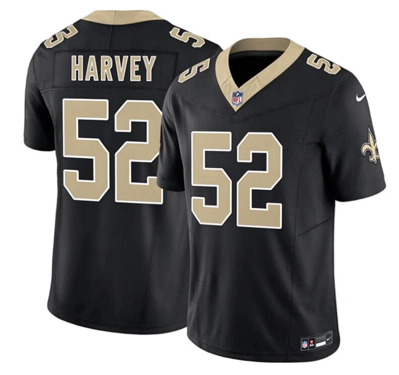 Men's New Orleans Saints #52 Richard Harvey Black 2026 F.U.S.E. Vapor Limited Football Stitched Jersey