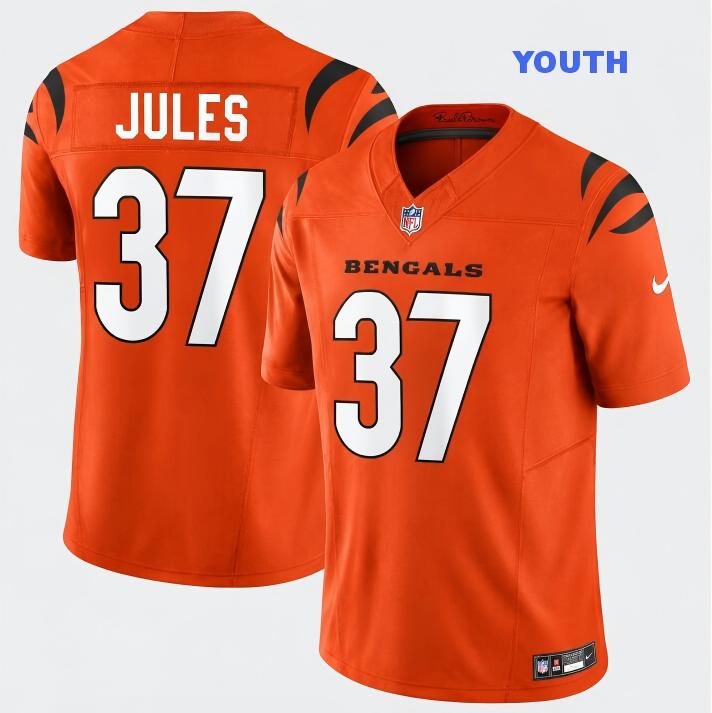 Youth Cincinnati Bengals #37 P.J. Jules Orange 2026 F.U.S.E. Vapor Untouchable Limited Football Stitched