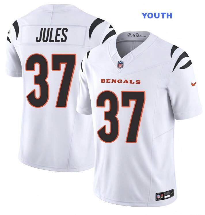 Youth Cincinnati Bengals #37 P.J. Jules White 2025 F.U.S.E. Vapor Untouchable Limited Stitched Football Jersey