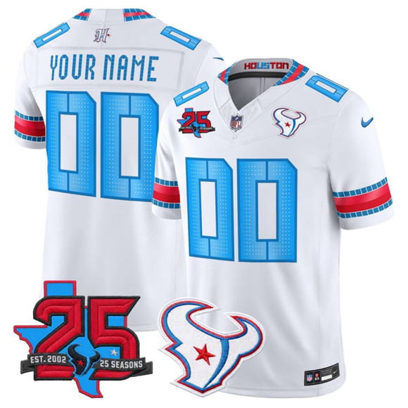 Houston Texans Active Player Custom White 2026 F.U.S.E. Rivalries Collection With 25th Anniversary Patch Limited Football Stitched Jersey