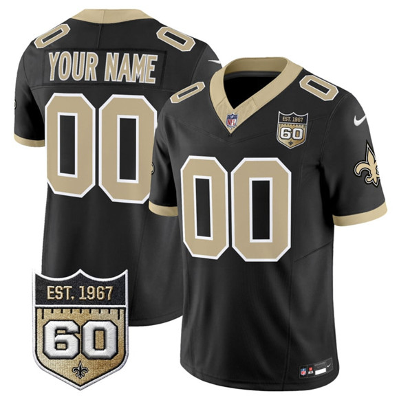 New Orleans Saints Active Player Custom Black F.U.S.E. 60th Anniversary Patch Vapor Limited Football Stitched Jersey