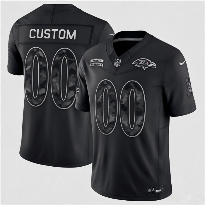 Custom Baltimore Ravens Black F.U.S.E. 2026 Salute to Service Limited Football Stitched Jersey