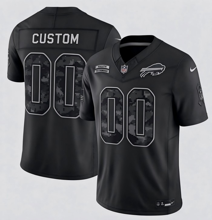 Custom Buffalo Bills Black 2026 F.U.S.E. Salute to Service Limited Stitched Football Jersey
