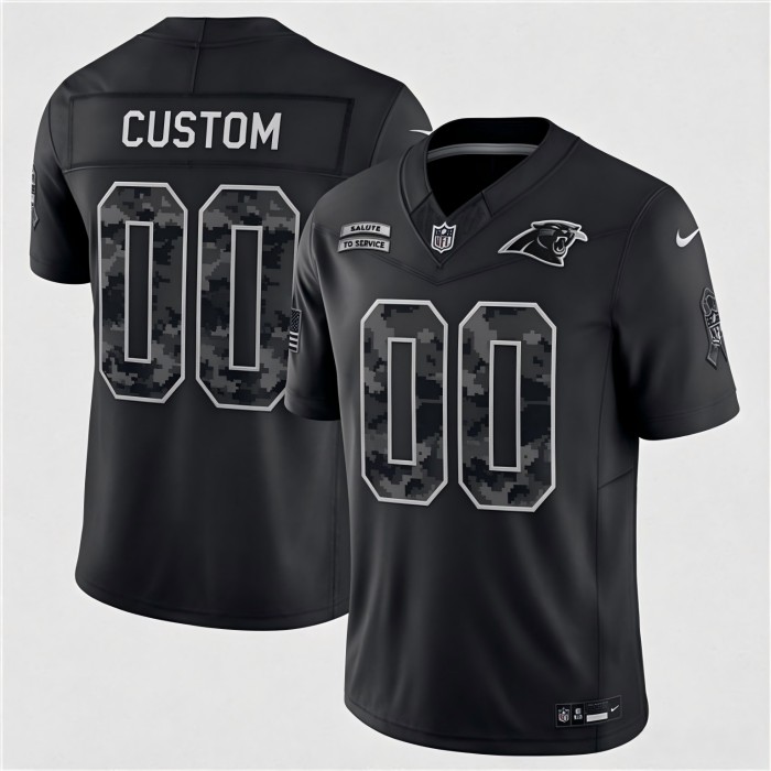 Custom Carolina Panthers Black F.U.S.E. 2026 Salute to Service Limited Football Stitched Jersey