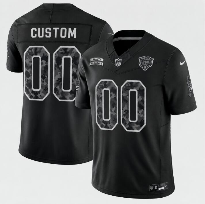 Custom Chicago Bears Black 2026 F.U.S.E. Salute to Service Limited Football Stitched Jersey