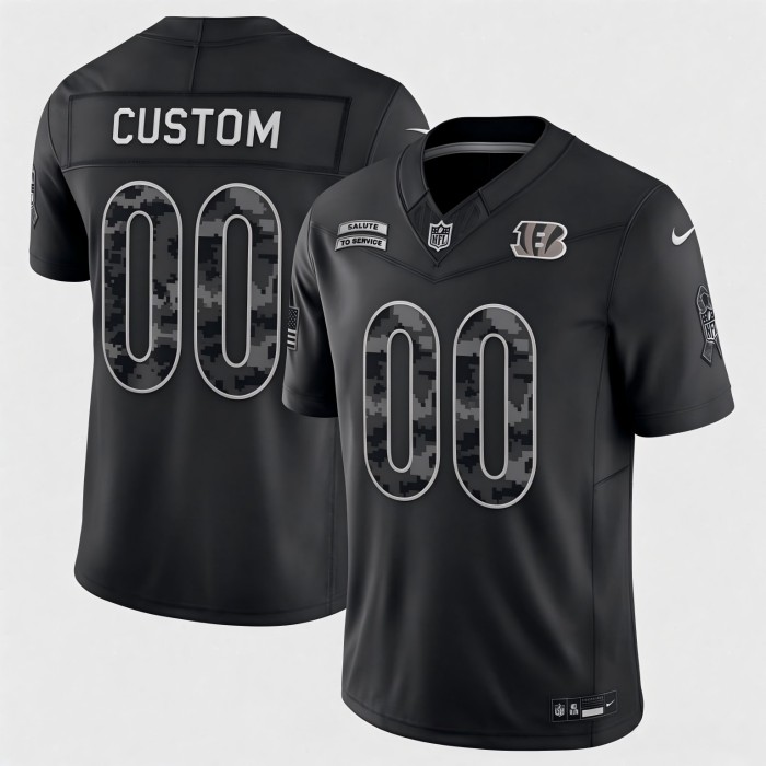 Custom Cincinnati Bengals Black 2026 F.U.S.E. Salute to Service Limited Football Stitched Jersey