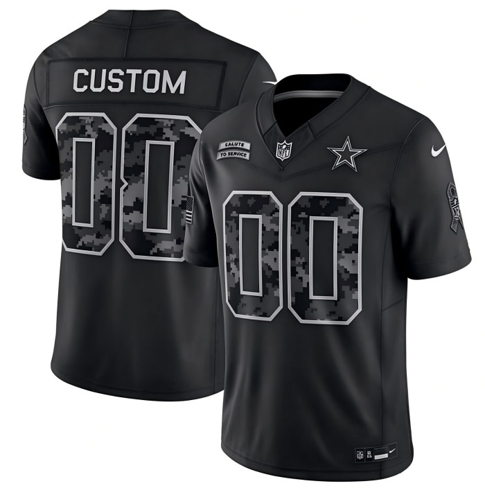 Custom Dallas Cowboys Black 2026 F.U.S.E. Salute to Service Limited Stitched Football Jersey