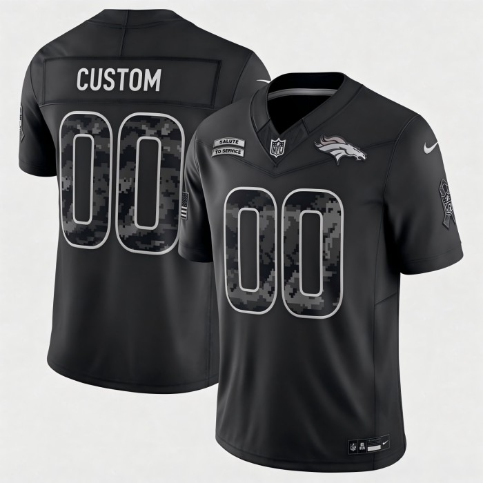Custom Denver Broncos Black 2026 F.U.S.E. Salute to Service Limited Stitched Football Stitched Jersey