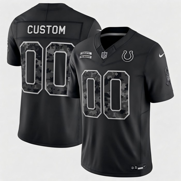 Custom Indianapolis Colts Black 2026 F.U.S.E. Salute to Service Limited Football Stitched Jersey