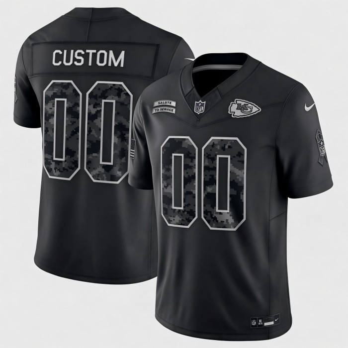 Custom Kansas City Chiefs Black 2026 F.U.S.E. Salute to Service Limited Football Stitched Jersey