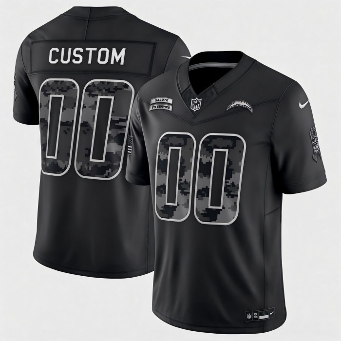 Custom Los Angeles Chargers Black 2026 F.U.S.E. Salute to Service Limited Football Stitched Jersey