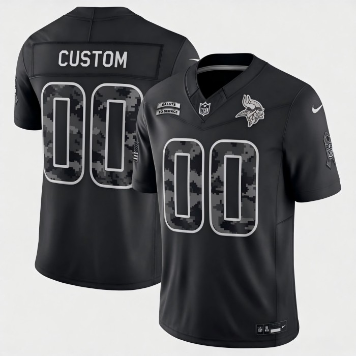 Custom Minnesota Vikings Black 2026 F.U.S.E. Salute to Service Limited Football Stitched Jersey