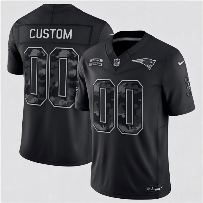 Custom New England Patriots Black 2026 Salute to Service Limited Football Stitched Jersey