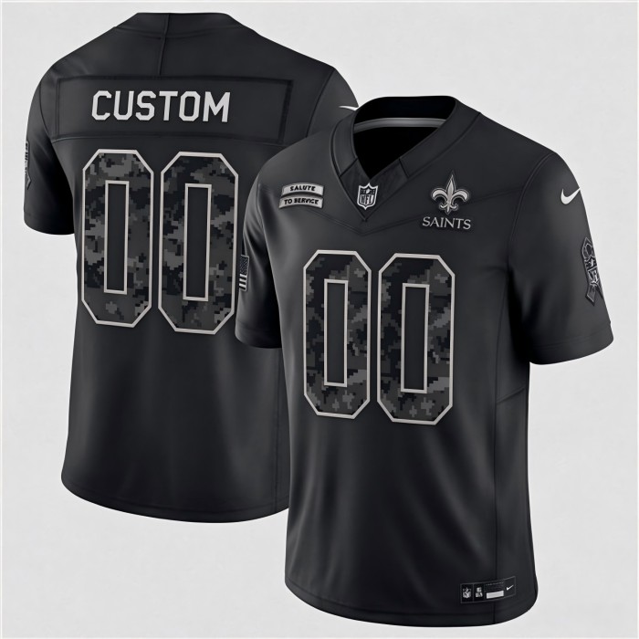 Custom New Orleans Saints Black F.U.S.E. 2026 Salute to Service Limited Football Stitched Jersey