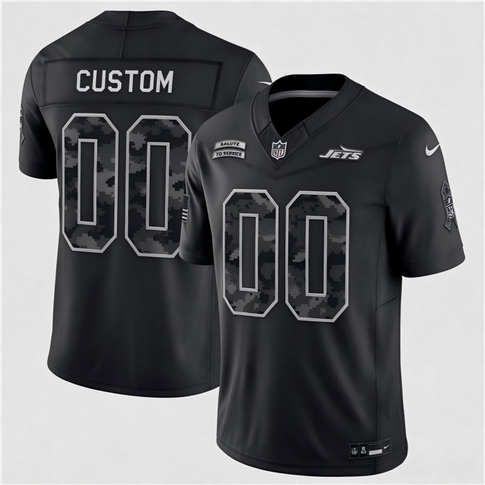 Custom New York Jets Black F.U.S.E. 2026 Salute to Service Limited Football Stitched Jersey