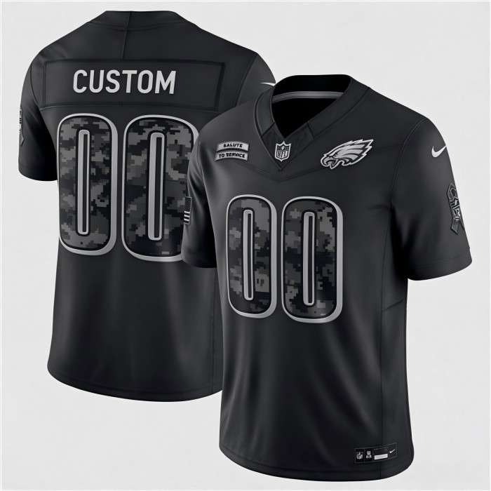 Custom Philadelphia Eagles Black F.U.S.E. 2026 Salute to Service Limited Football Stitched Jersey