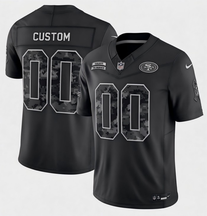 Custom San Francisco 49ers Black 2026 F.U.S.E. Salute to Service Limited Stitched Football Jersey