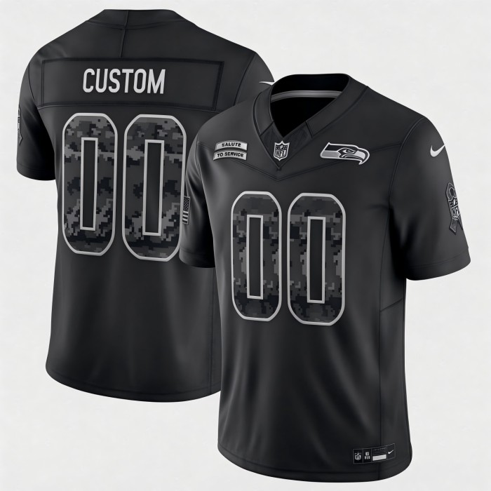 Custom Seattle Seahawks Black 2026 F.U.S.E. Salute to Service Limited Football Stitched Jersey