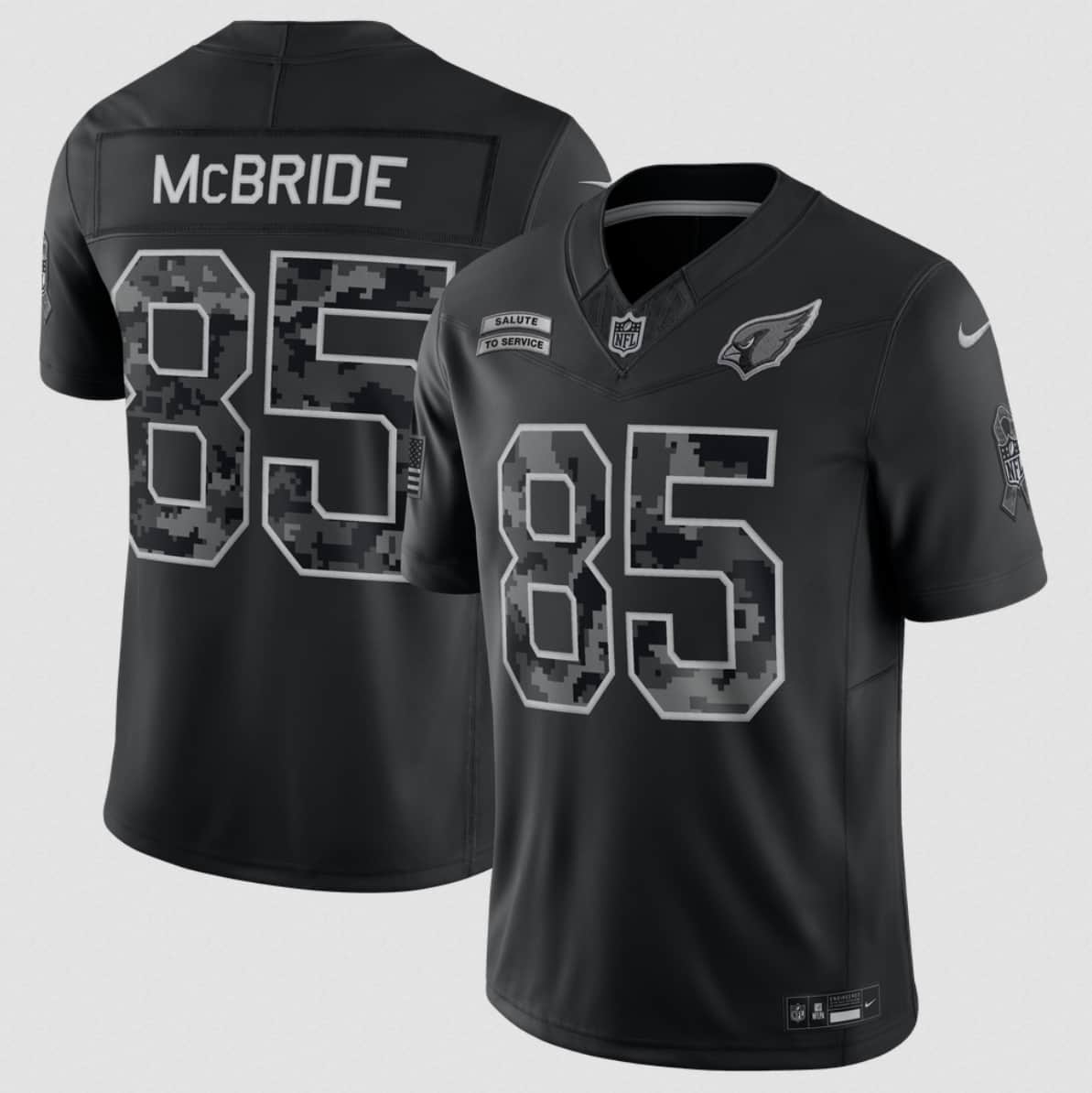 Men's Arizona Cardinals #85 Trey McBride Black 2026 F.U.S.E. Salute to Service Limited Football Stitched Jersey
