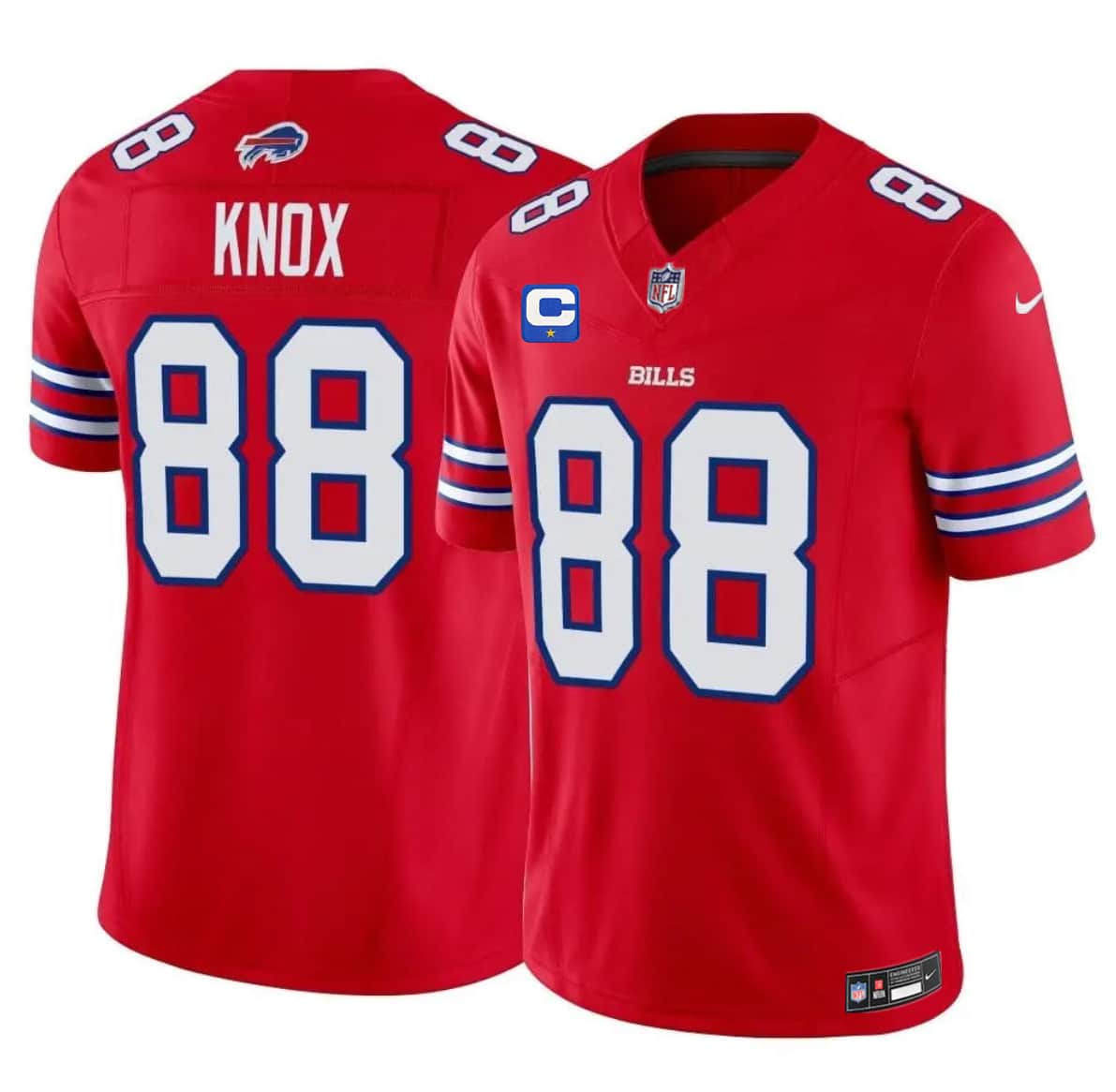 Men's Buffalo Bills #88 Dawson Knox Red 2026 F.U.S.E. Vapor With 1-Star C Patch Untouchable Limited Football Stitched Jersey