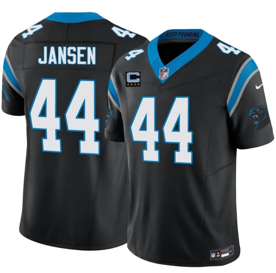 Men's Carolina Panthers #44 J. J. Jansen Black 2026 F.U.S.E. 4-Star C Patch Vapor Limited Football Stitched Jersey